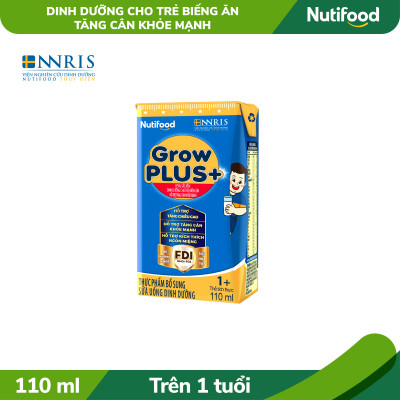 Thùng Sữa bột pha sẵn GrowPLUS+ Biếng ăn (XANH) cho trẻ tăng cân khoẻ mạnh 1+ (48 hộp x 110ml)