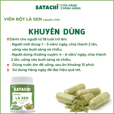 Bột Lá Sen nguyê n ch.ất SATACHI. Hộp 180 viên