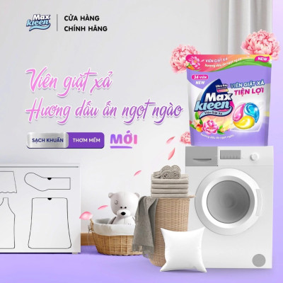 Túi Viên Giặt Xả MaxKleen 2 Trong 1 Hương Dấu Ấn Ngọt Ngào (34 viên/ túi)