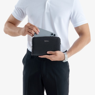 Ví Cầm Tay Nam Khóa Số Da Bò Thật RB03 ví cầm tay nam gence ví da nam cầm tay