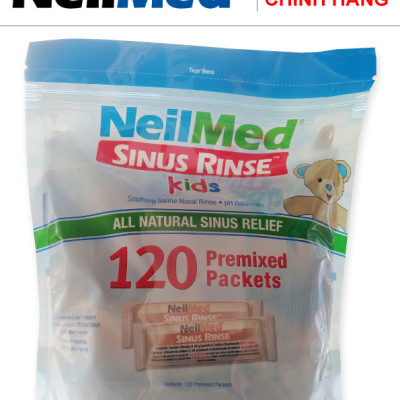 Combo Baby SinusCare: Bộ Rửa, Vệ Sinh Mũi Xoang Trẻ Em NeilMed Sinus Rinse Kids - SX Mỹ(1 Bình + 30 gói muối và 1 Hộp 120 gói muối rửa bổ sung)