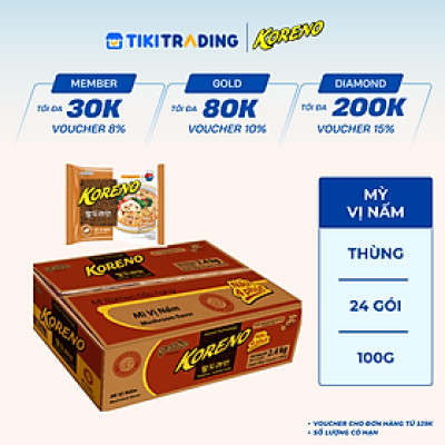 Thùng 24 Gói Mỳ vị Nấm Koreno 100g