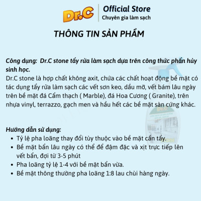 DUNG DỊCH LÀM SẠCH VÀ BẢO DƯỠNG SÀN ĐÁ Dr.C Stone CHÍNH HÃNG