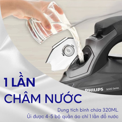 Bàn là, bàn ủi hơi nước cầm tay Philips DST5040, công suất 2600W, bảo hành 2 năm | Hàng chính hãng