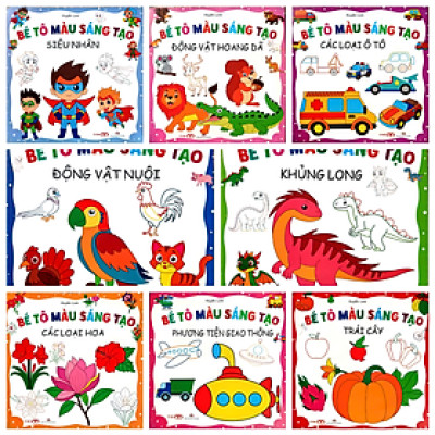 Combo Bộ sách Bé Tô Màu Sáng Tạo - Bộ 8 cuốn (Tặng hộp màu bất kỳ)
