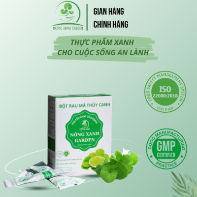 Nông Xanh Garden Bột Rau Má Thủy Canh Nguyên Chất Có Đường Hộp 15 gói (3gr/1 gói) hòa tan uống liền, dễ uống thanh nhiệt