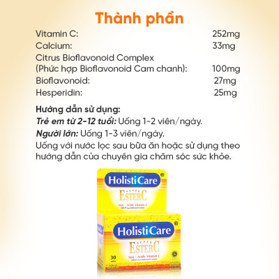 SUPER ESTER C - Viên nén Vitamin C thế hệ mới - Sản phẩm nhập khẩu từ Indonesia (12 vỉ x 4 viên nén/ hộp)