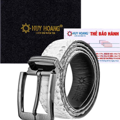 Thắt Lưng Nam Da Trăn VIP Bản Lớn Đầu Kim Huy Hoàng HT4340 - Trắng
