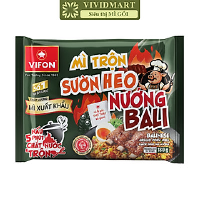 VIFON - Mì trộn Vifon xuất khẩu Sườn nướng Bali, Mì trộn Sườn nướng Baly Vifon xuất khẩu cao cấp (180g/gói)
