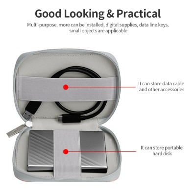 Túi lưu trữ đĩa cứng di động Vải chất lượng cao chống mài mòn Không thấm nước Dễ mang theo Vật liệu PU nhỏ 