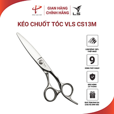 Kéo chuốt tóc VLS CS13M lưỡi cong một lưỡi sắc quai offset vênh đỡ ngón cố định - Hàng chính hãng
