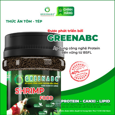 Thức ăn Tôm Tép cảnh GREENABC - Protein 40, kích màu, lên màu đẹp, dễ tiêu hóa, tăng đề kháng - Hộp 68g