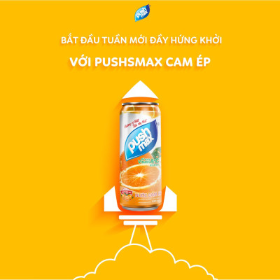 Lốc 6 Lon Cam Ép Pushmax Hương Vị Tự Nhiên (320ml x 6 Lon)