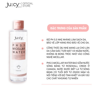 Nước tẩy trang không cồn Ju:cy pH5.5 Micellar Water 210ml