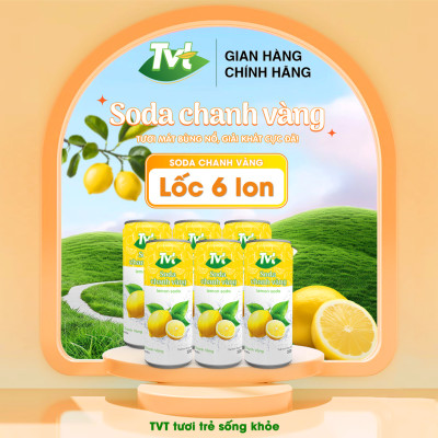 [Lốc 6 lon 320ml] Soda Chanh VàngTVT - Nước cốt chanh vàng tự nhiên cùng soda nhẹ nhàng