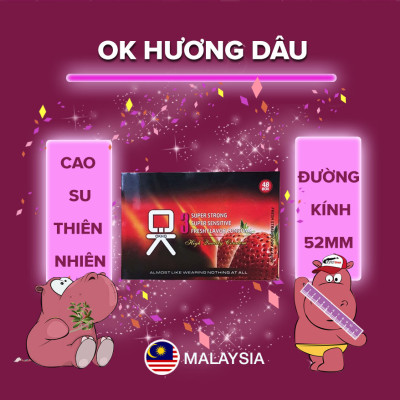 Bộ 6 Hộp bao cao su OKHQ hương Dâu (1 hộp 3 chiếc)  + 6 Hộp bao cao su OKHQ Không Mùi (1 hộp 3 chiếc) 