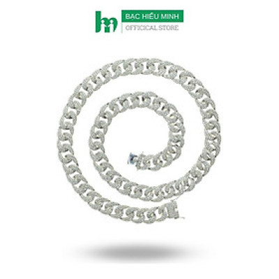 Dây Chuyền, Vòng Cổ Nam Bạc Ta Cuban Bản 12mm Dài 55cm Chính Hãng BẠC HIỂU MINH DBN079