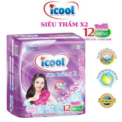 Băng vệ sinh icool siêu thấm Tím 12 miếng 1 gói