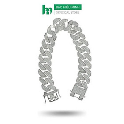 Vòng Tay Lắc Tay Nam Cuban Full Đá Kiểu Jony Đặng BẠC HIỂU MINH LTN033