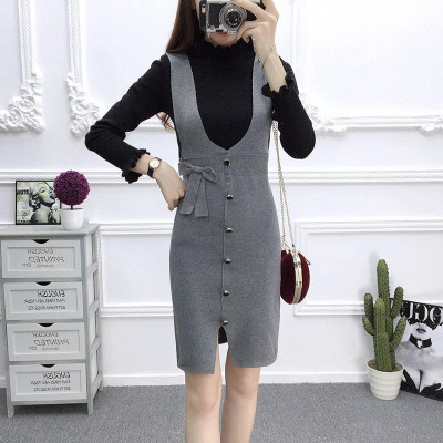 Đầm len nữ ôm body phối cúc mẫu mới AL103