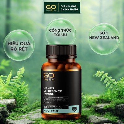 GO KIDS VIR-DEFENCE IMMUNE 60 VIÊN- Viên nhai tăng sức đề kháng chotrẻ 2+ nhập khẩu chính hãng GO Healthy New Zealand