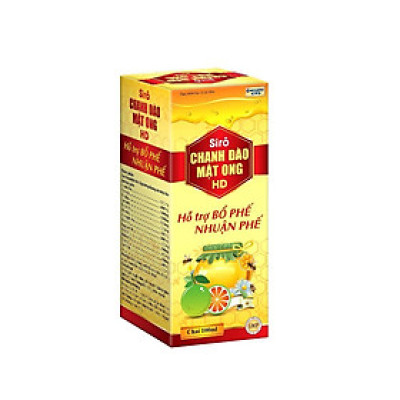 Combo 2 Chai Siro Chanh Đào Mật Ong HD giảm ho, giảm đờm, đau rát cổ họng - Chai 100ml