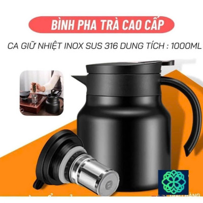 Ấm pha trà giữ nhiệt inox 316 dung tích 1L hàng cao cấp - Ca nước giữ nhiệt đựng nước nóng