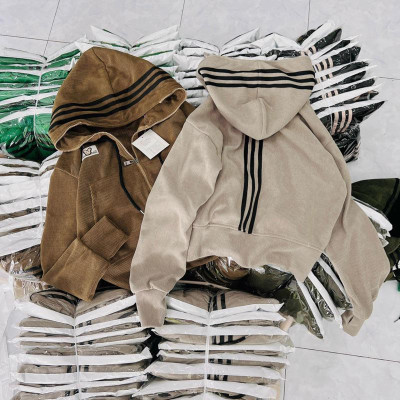 [LZ] Áo khoác nhung tăm xỏ ngón ( kèm túi trong) phối viền nón dễ thương hàng đẹp-A2196