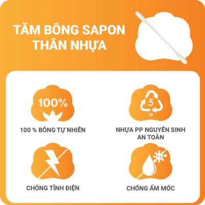 [Lố 12 túi] Tăm bông vệ sinh người lớn NOVA thân nhựa [TB01-014] túi 100 que