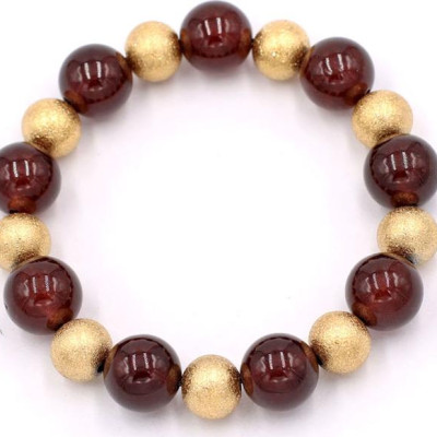 Chuỗi đeo tay đá vân rồng nâu 12 ly VVRNHVM1 - hợp mệnh Kim, mệnh Mộc