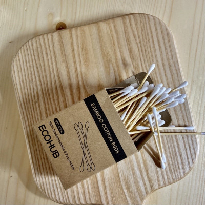 Tăm Bông ngoáy tai thân gỗ tre (Hộp 100c) thân thiện Môi trường (Bamboo Cotton Buds)