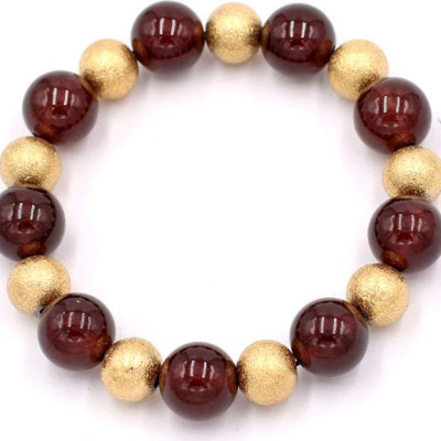 Chuỗi đeo tay đá vân rồng nâu 12 ly VVRNHVM1 - hợp mệnh Kim, mệnh Mộc