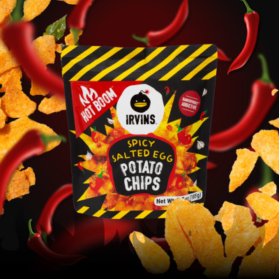 Khoai tây trứng muối cay Hot Boom Spicy Salted Egg Potato Chips 80g IRVINS