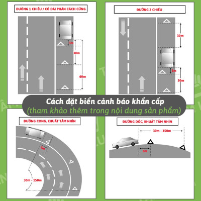 Biển báo phản quang tam giác xếp gọn, biển cảnh báo nguy hiểm, biển tam giác phản quang sự cố, phụ kiện ô tô Tâm Luân