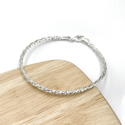 Vòng Tay Lắc Tay Nữ Dây Xoắn Tròn Dạng Dây Mềm Bạc 925 Cao Cấp Bạc Hiểu Minh LTU570