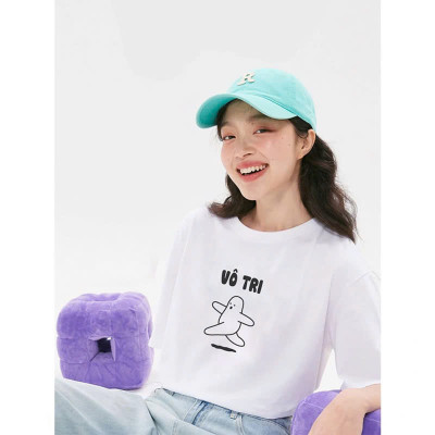 Áo Thun Nữ 100% Cotton In Chữ VÔ TRI Form Rộng Oversize