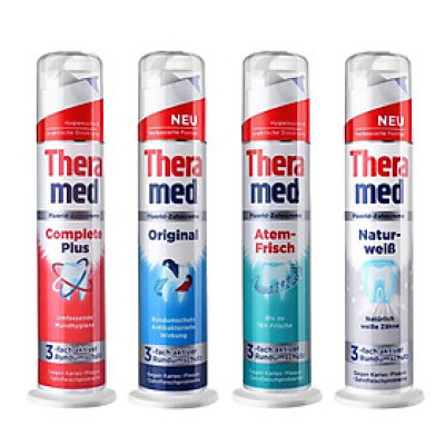Kem đánh trắng răng Theramed ngừa sâu răng, tránh hôi miệng Đức 100ml