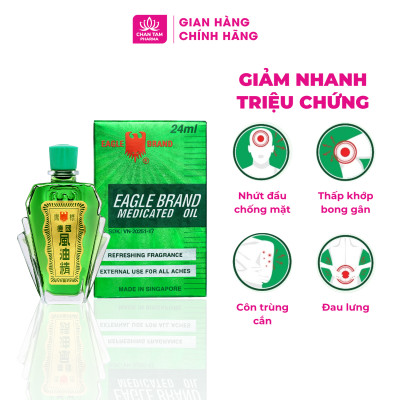 [Chính Hãng Singapore] Lốc 12 Chai - Dầu Gió Xanh Con Ó Eagle Brand Chính Hãng Singapore 24ml