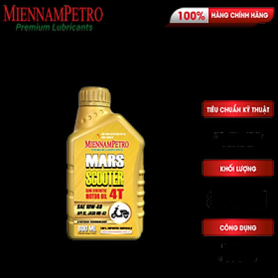 Dầu Nhớt MiennamPetro Mars Scooter 4T 10W-40 API SL JASO MB 800ml Bảo Vệ Liên Tục Động Cơ Xe Máy Tay Ga 4 Thì