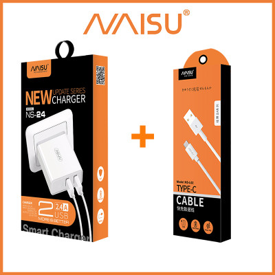 Bộ sạc hai cổng, tương thích với các điện thoại di động phổ thông trên thị trường, NS-24 ID – 1815 - Hàng nhập khẩu