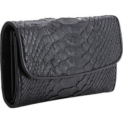 Ví nữ da trăn Huy Hoàng 3 gấp màu đen HT3329