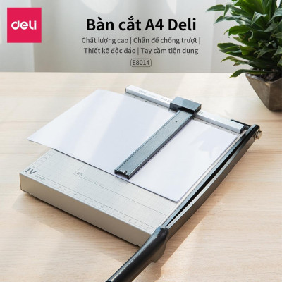 Bàn cắt giấy A4 Deli - Có thể chỉnh kích thước - Màu Trắng -Hàng nhập khẩu- E8014