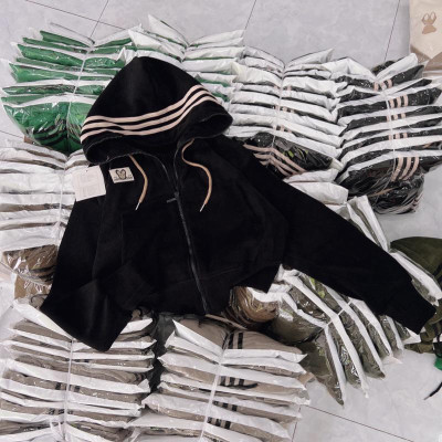 [LZ] Áo khoác nhung tăm xỏ ngón ( kèm túi trong) phối viền nón dễ thương hàng đẹp-A2196