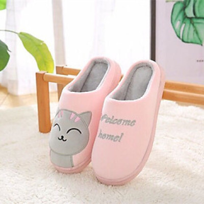 Dép Bông Đi Trong Nhà Hình Mèo Dễ Thương Cực Êm, Đế Nhựa Dẻo Được Khâu Rất Chắc Chắn. DP97