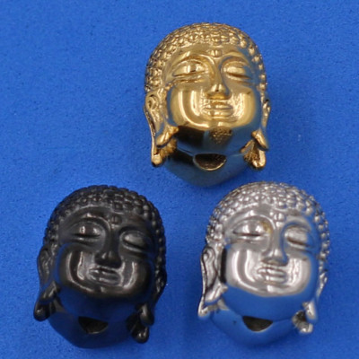 Vòng đeo tay Thạch Anh Xanh Nâu 14 ly cẩn hạt Phật A Di Đà inox bạc VTAXNNLT14