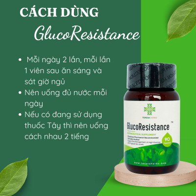 Viên Uống Hỗ Trợ Tiểu Đường Ổn Định Đường Huyết Teresa Herbs GlucoResistance Nhập Khẩu Mỹ – 90 Viên