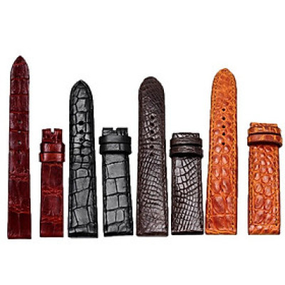 Dây đồng hồ da cá sấu Huy Hoàng size 16, 18, 20 màu đen, nâu đất, vàng, nâu đỏ HT8201-02-03-05