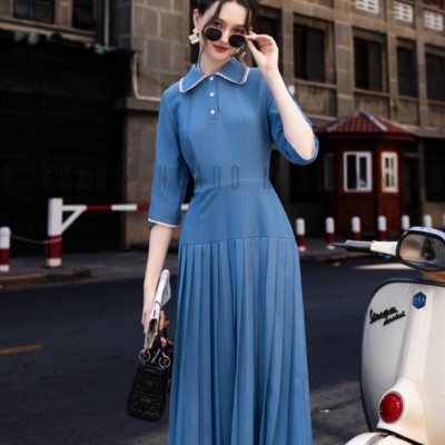 Đầm xanh xếp ly NGADO