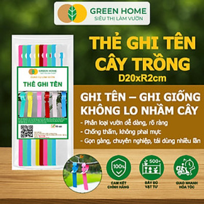10 Thẻ Ghi Tên Cây GreenHome, D20xR2cm, Dụng Cụ Làm Vườn, Nhựa PVC, Dễ Lắp Đặt, Tái Sử Dụng