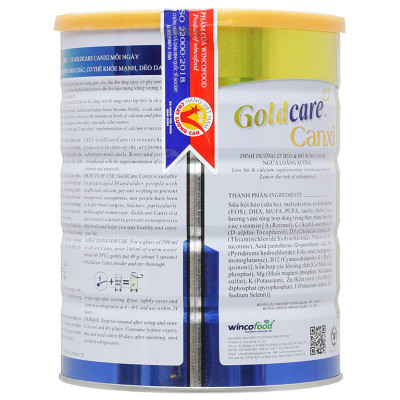Sữa bột Wincofood GoldCare Canxi :  bổ sung canxi giúp xương chắc khỏe, MUFA, PUFA tốt cho tim mạch, phù hợp cho người từ 30 tuổi trở lên.